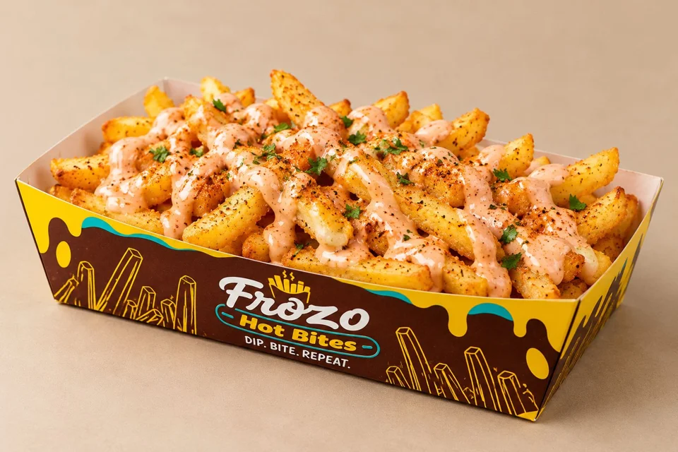 Loaded fries in Frozo packaging